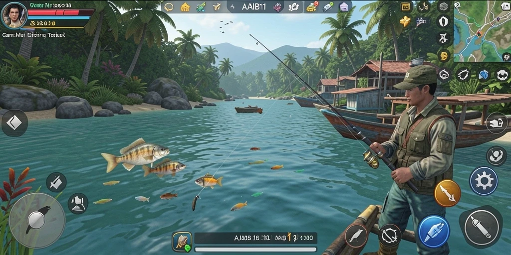 Tampilan gameplay AJAIB11 yang penuh aksi dalam memancing.