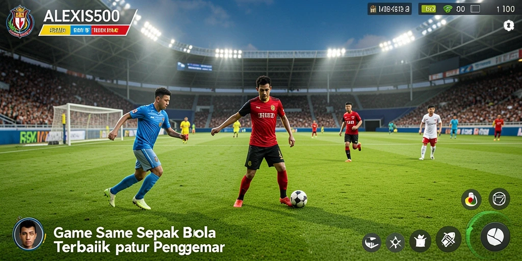Screenshot ALEXIS500 menampilkan aksi mendebarkan dalam permainan sepak bola.