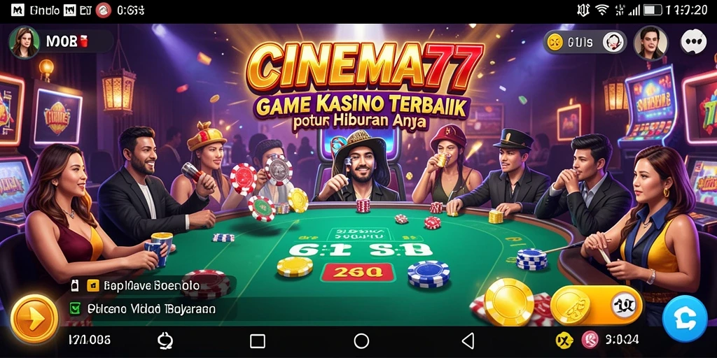 Screenshot CINEMA77 menampilkan gameplay Kasino yang menarik.