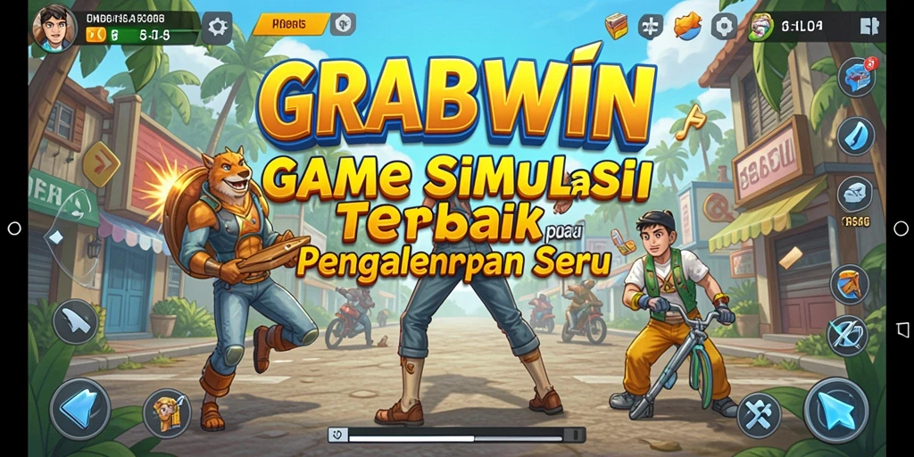 Screenshot GRABWIN menunjukkan gameplay dinamis dan interaktif dari simulasi.