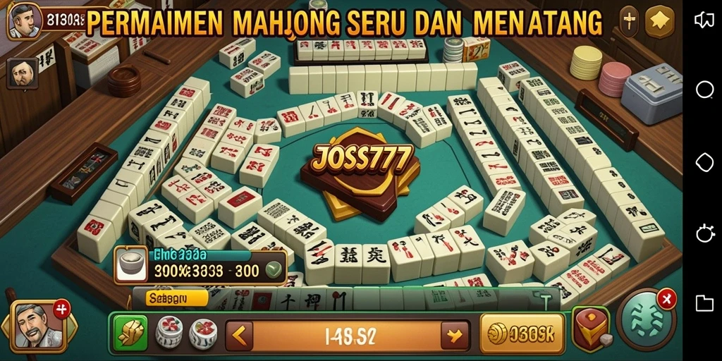Tampilan gameplay JOSS777 yang menarik dengan desain tile Mahjong.