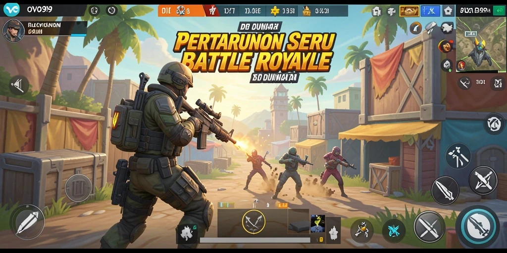 Screenshot gameplay yang menegangkan di OVO99 Battle Royale.