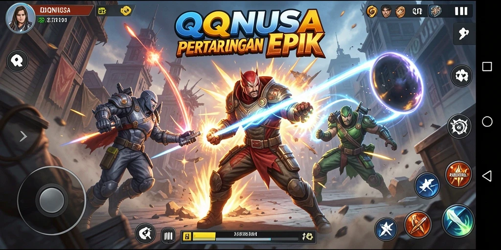 Tampilan gameplay yang intens dan penuh aksi dari QQNUSA.
